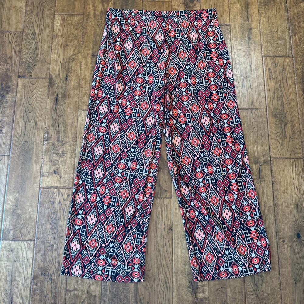 Lot of 4 Womens XL Palazzo Pants Boho Tribal Print Elastic Waist Wide Leg - Picture 5 of 12